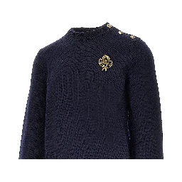 Wool sweater with embroidered patch