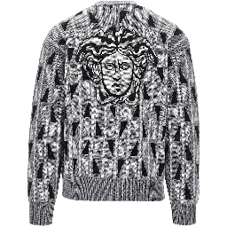 Jacquard wool and cashmere cardigan