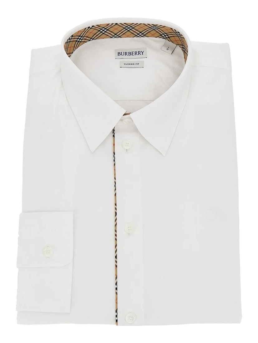 Poplin shirt with Check piping