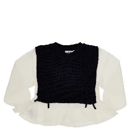 Knit and twill hybrid top