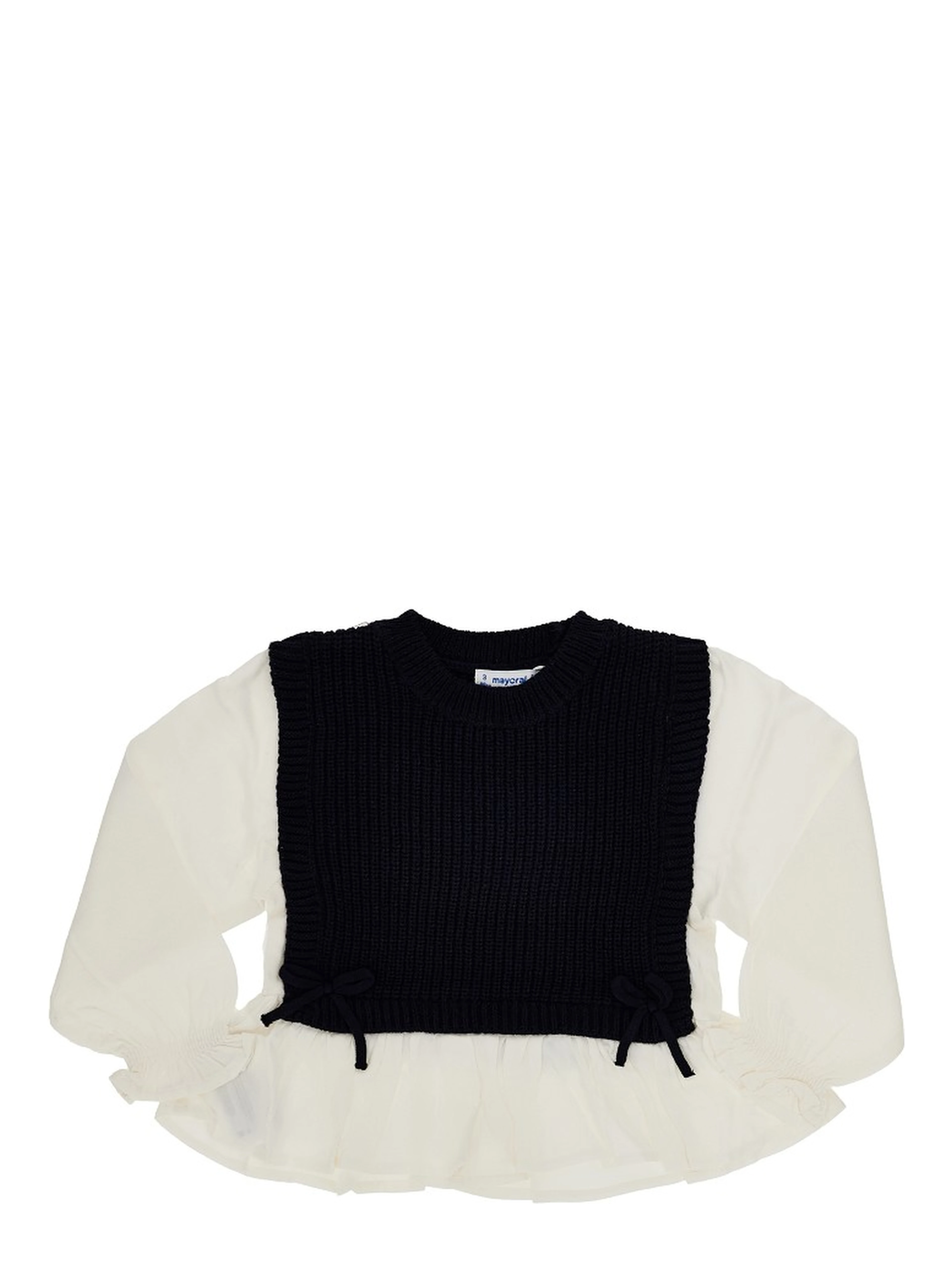 Knit and twill hybrid top