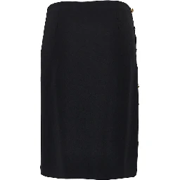 Stretch viscose skirt with Medusa buttons