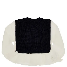Knit and twill hybrid top