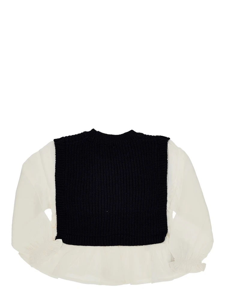 Knit and twill hybrid top alternative