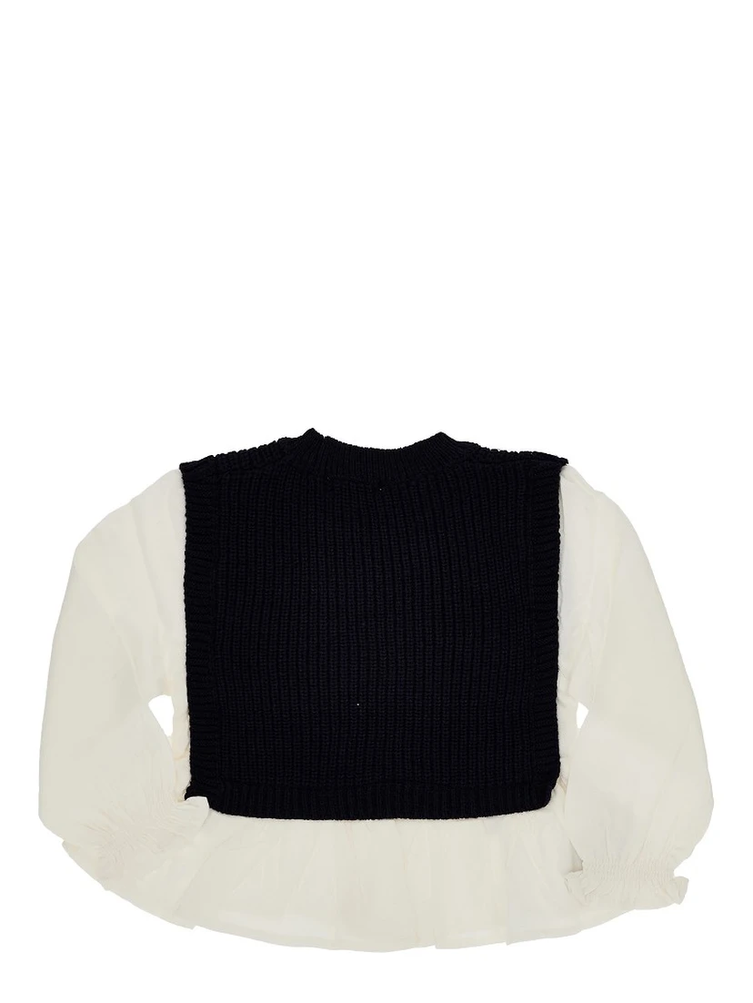 Knit and twill hybrid top