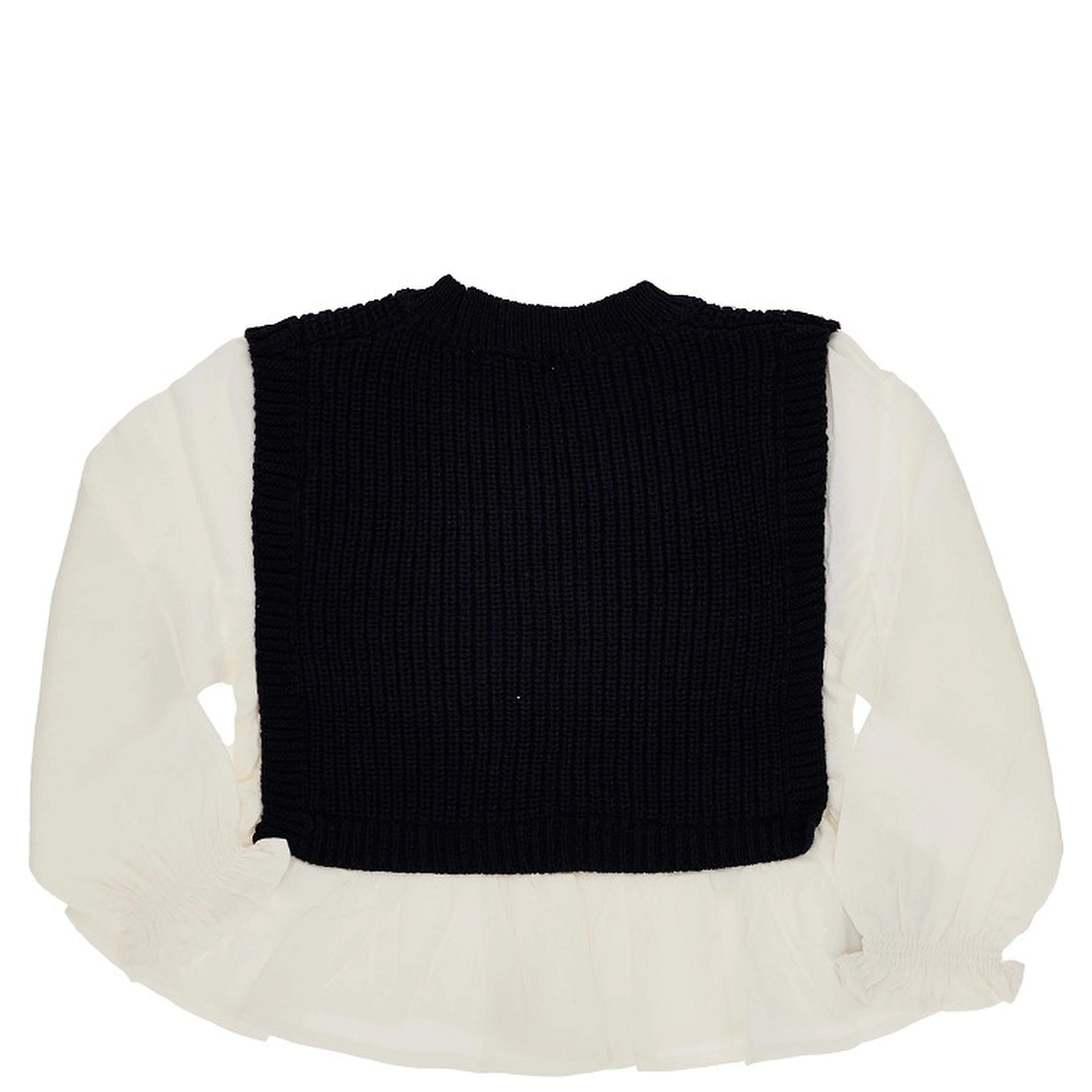 Knit and twill hybrid top