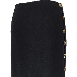 Stretch viscose skirt with Medusa buttons