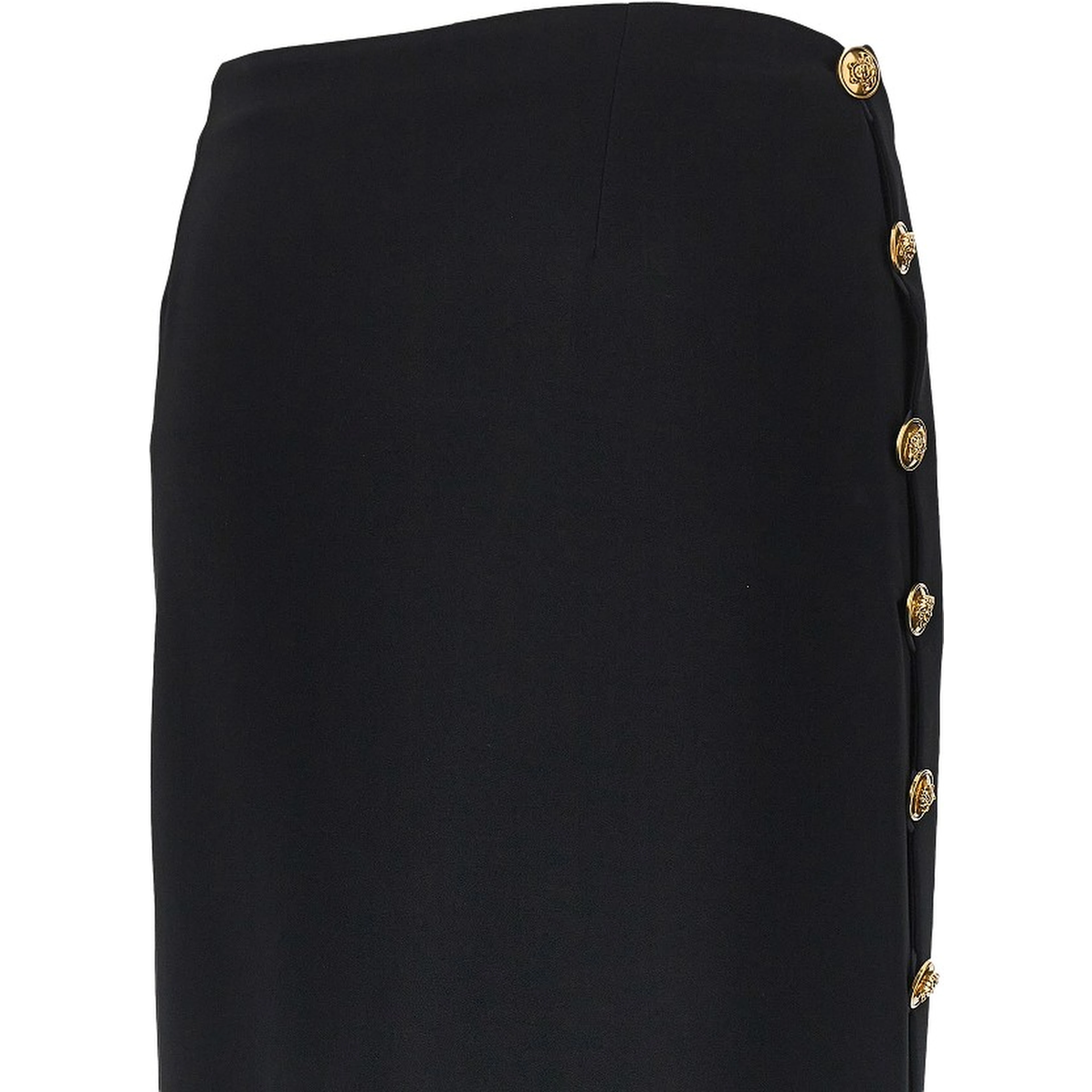 Stretch viscose skirt with Medusa buttons