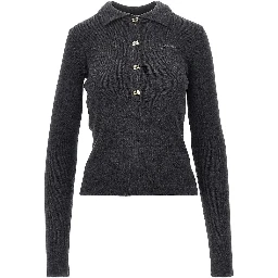 Butterfly buttons knitted polo shirt