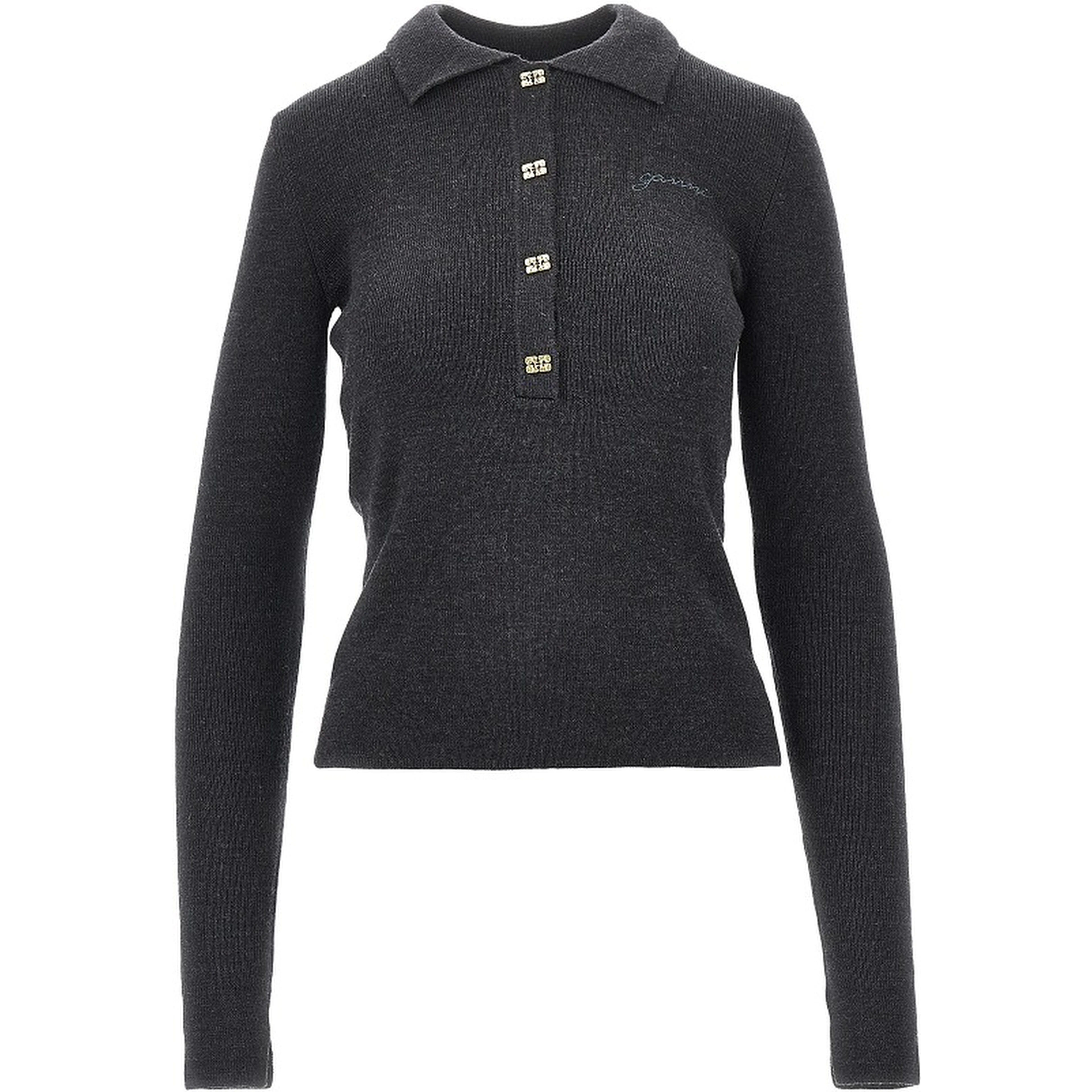 Butterfly buttons knitted polo shirt