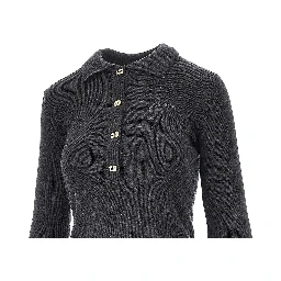 Butterfly buttons knitted polo shirt