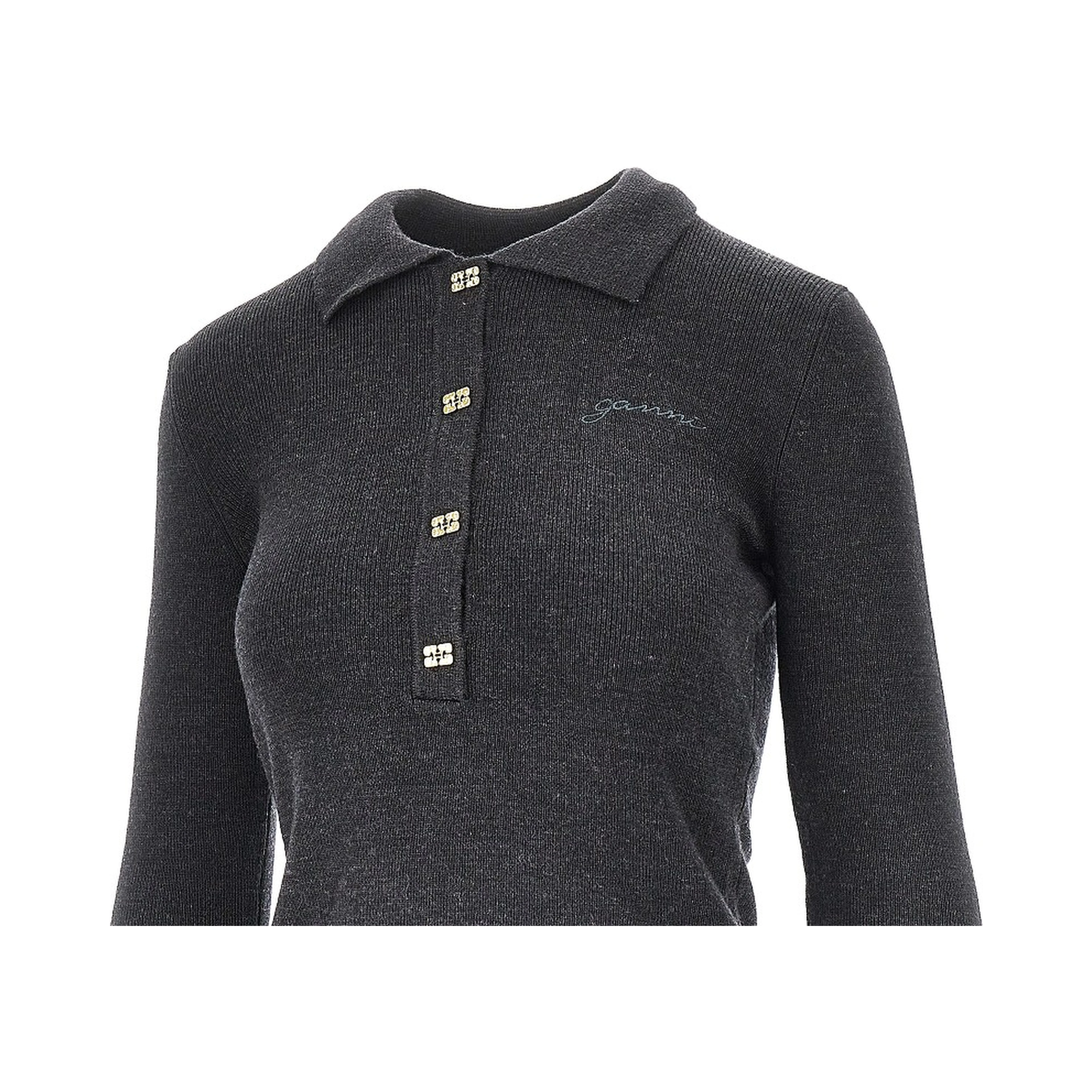 Butterfly buttons knitted polo shirt