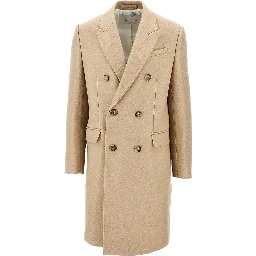 Wool gabardine double-breasted coat