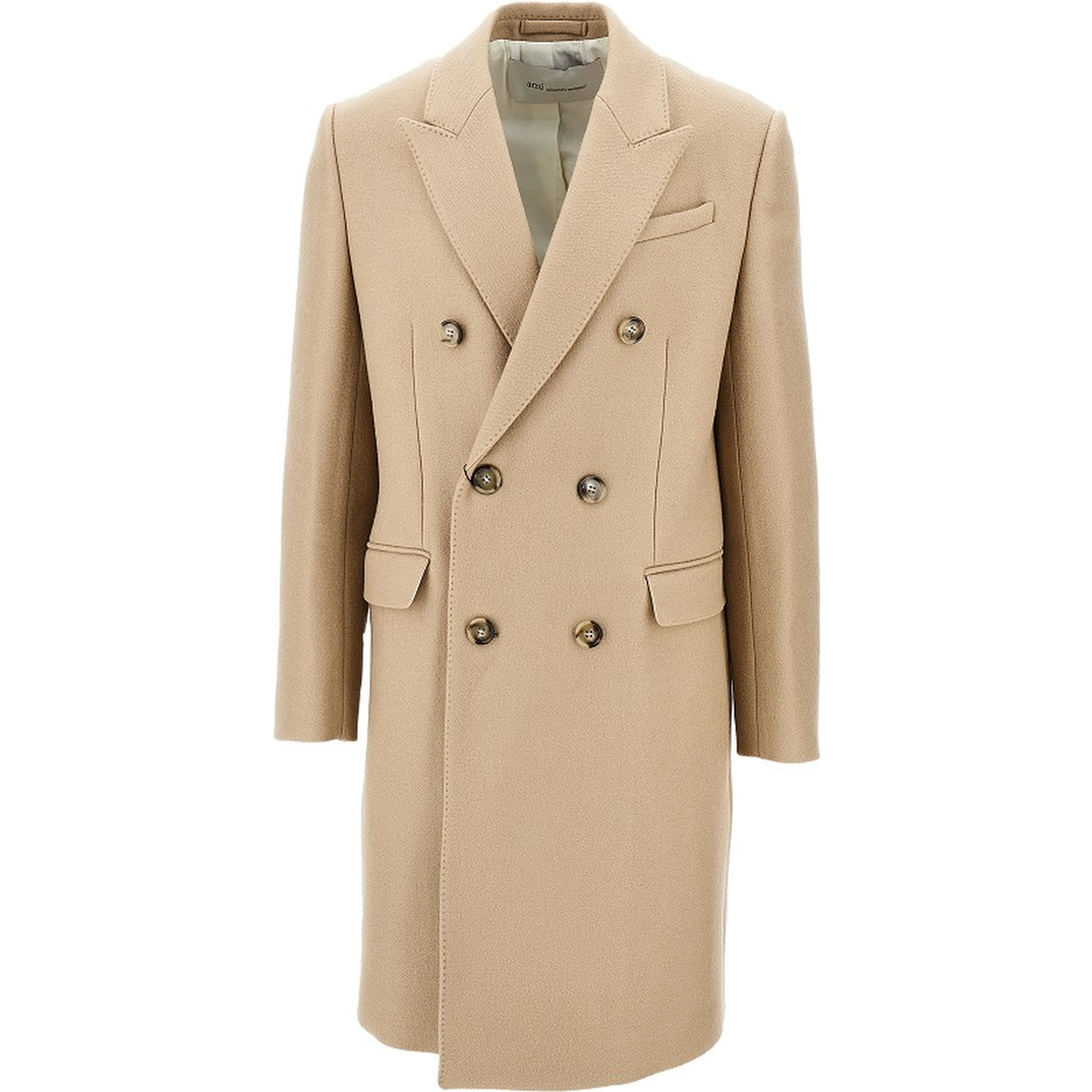 Wool gabardine double-breasted coat