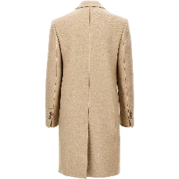 Wool gabardine double-breasted coat