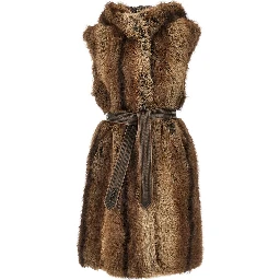 Faux fur vest with belt