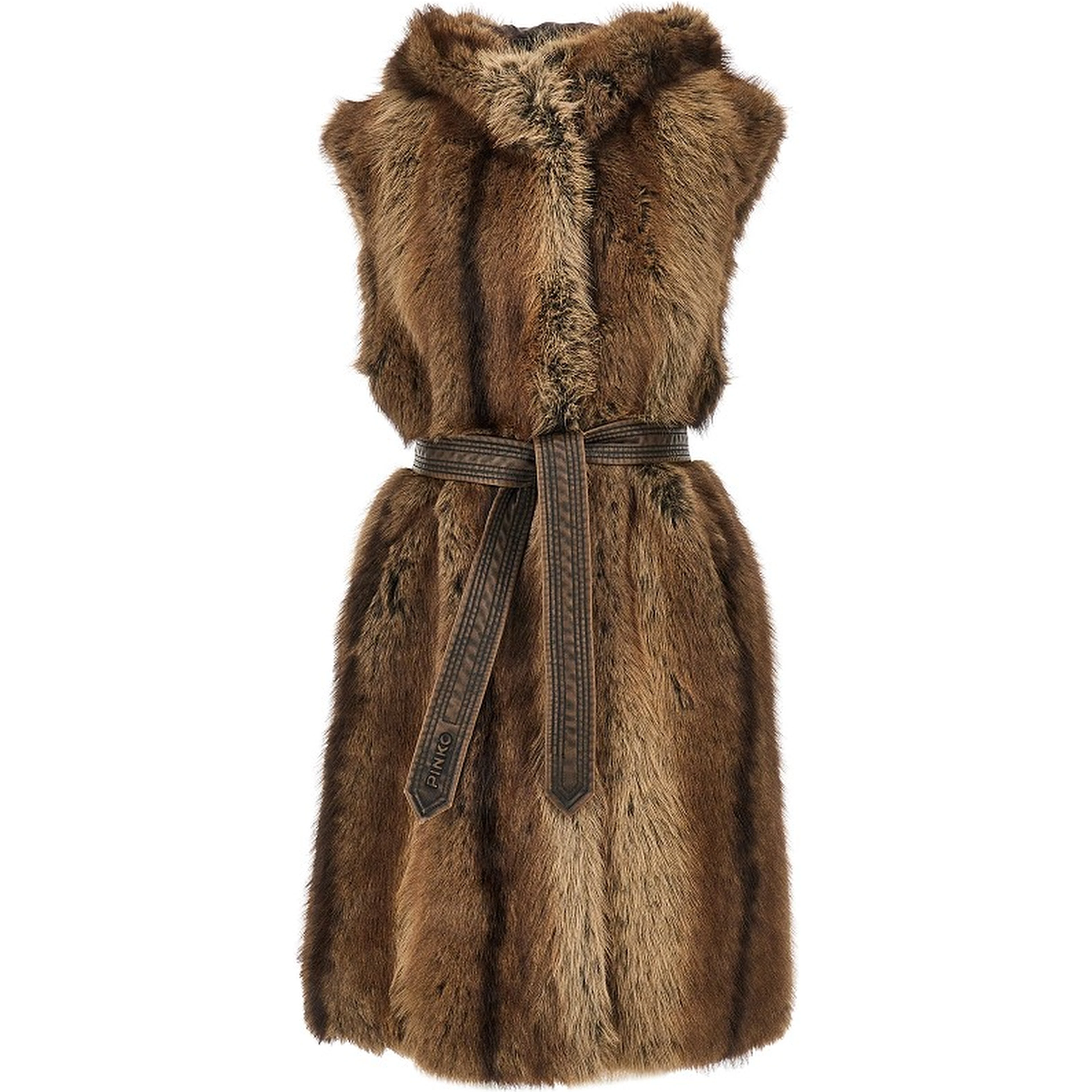Faux fur vest with belt