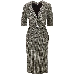 Wool-blend midi dress with Check motif