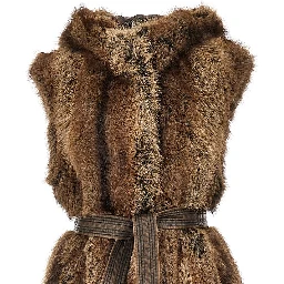Faux fur vest with belt