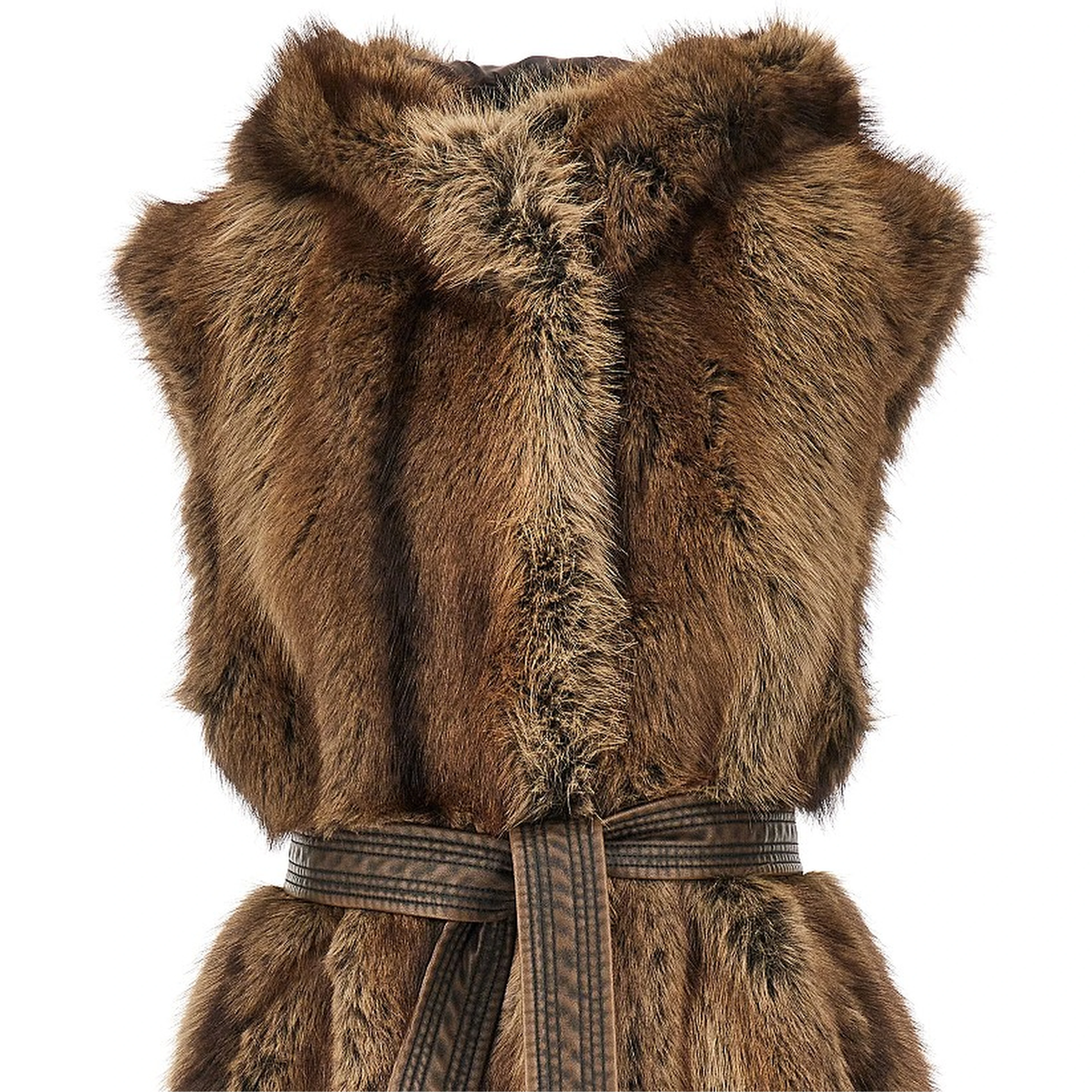 Faux fur vest with belt