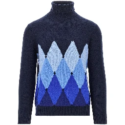 Diamond-shaped cashmere turtleneck sweater