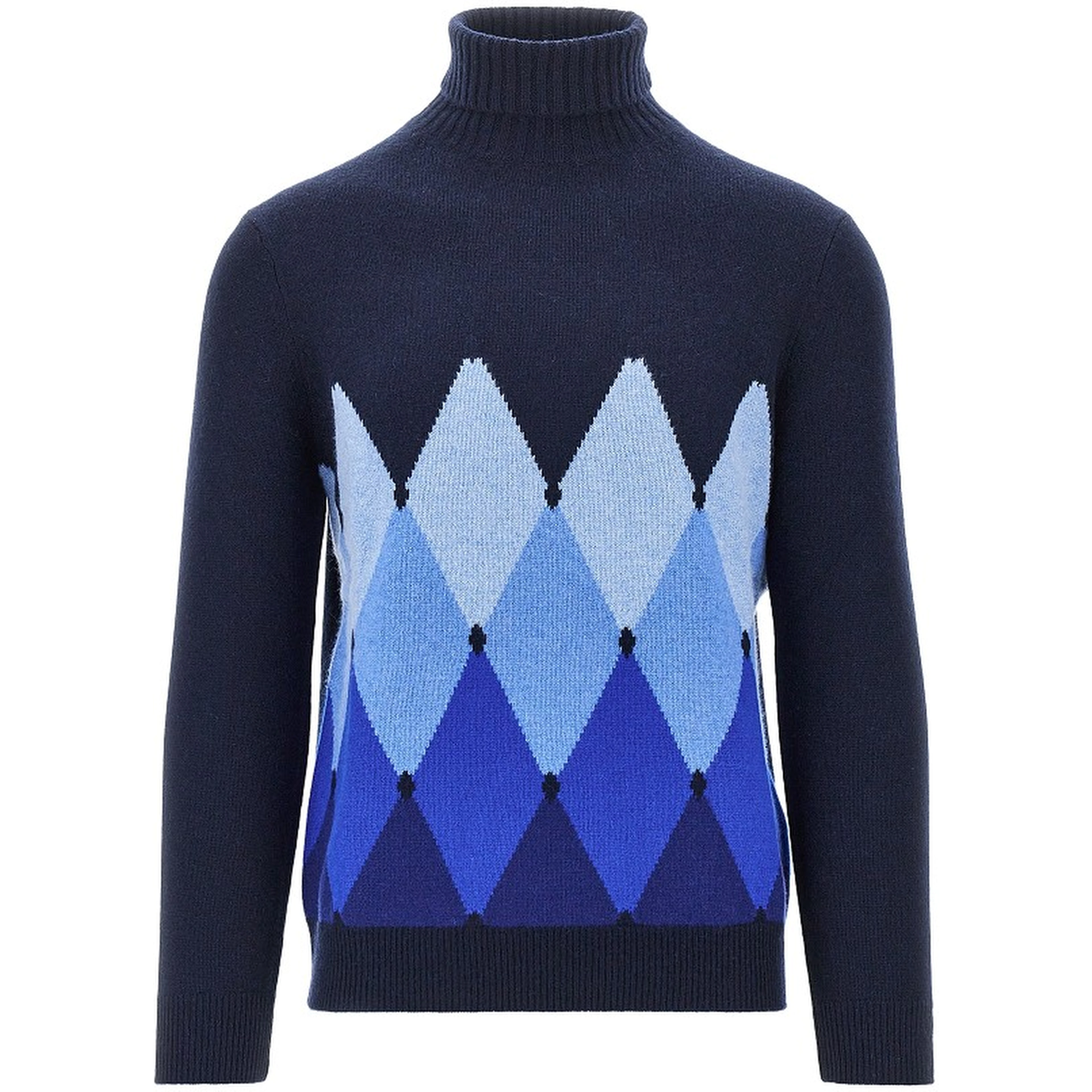 Diamond-shaped cashmere turtleneck sweater