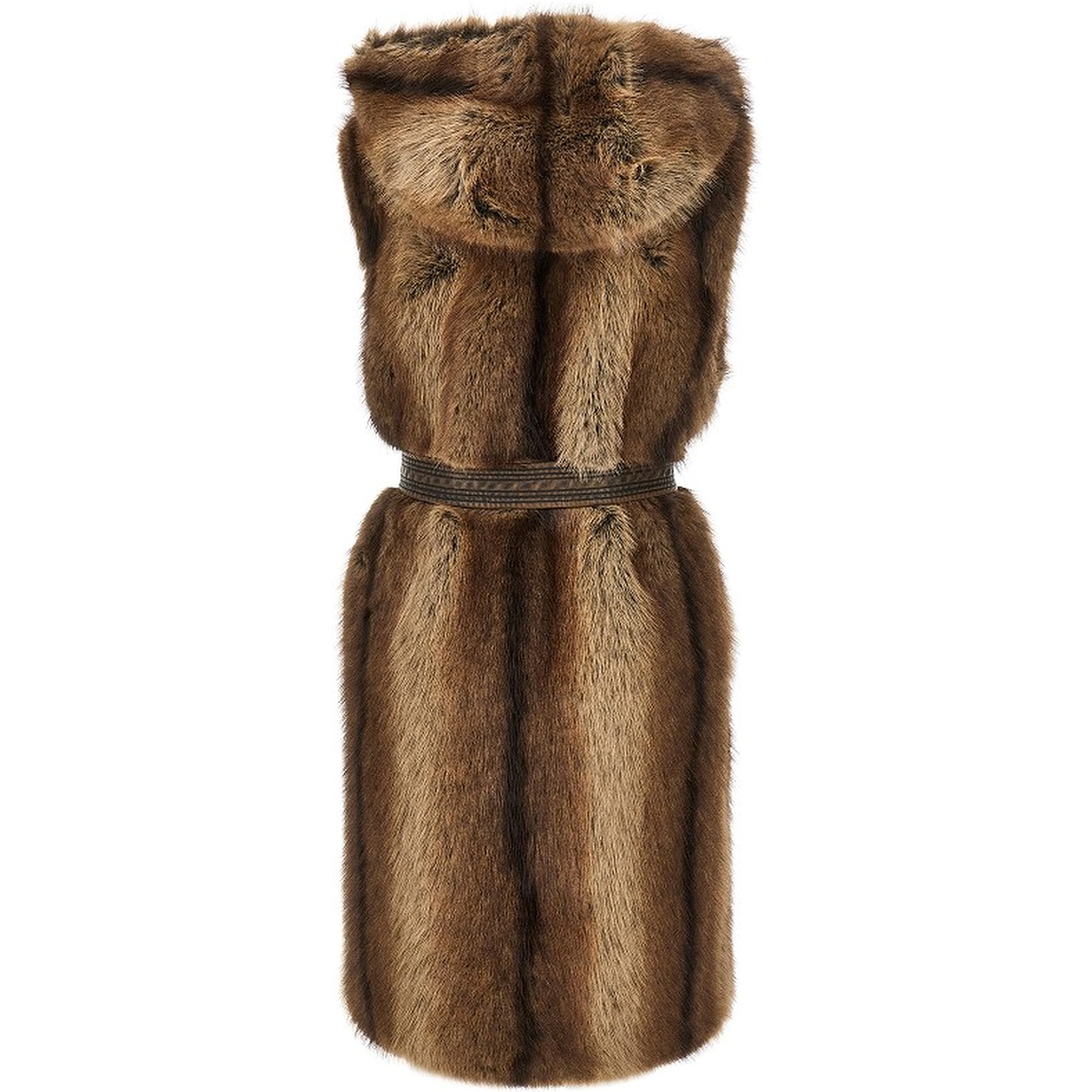 Faux fur vest with belt