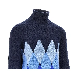 Diamond-shaped cashmere turtleneck sweater