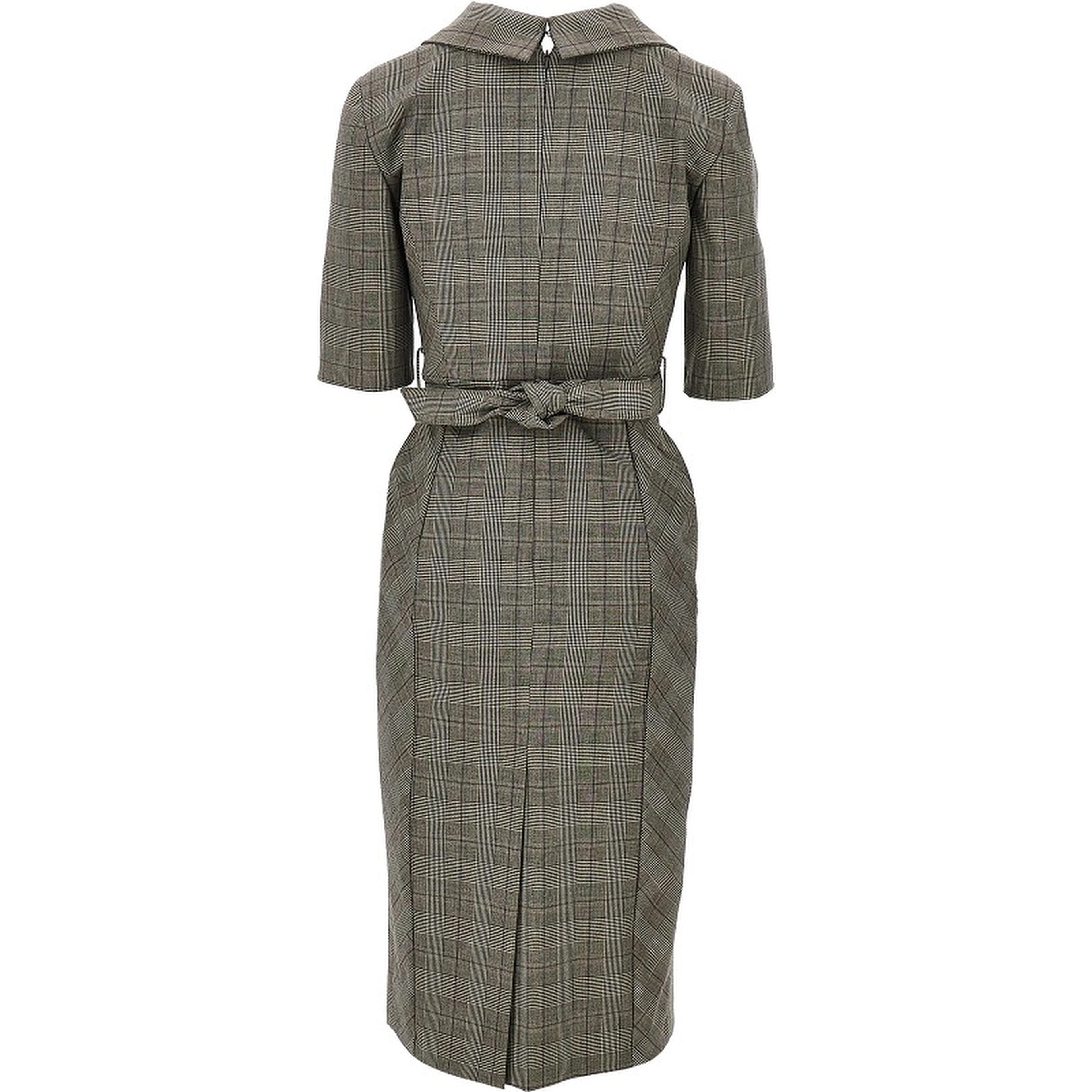 Wool-blend midi dress with Check motif