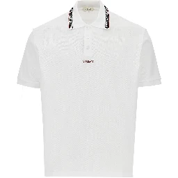 Cotton polo shirt with Greca motif