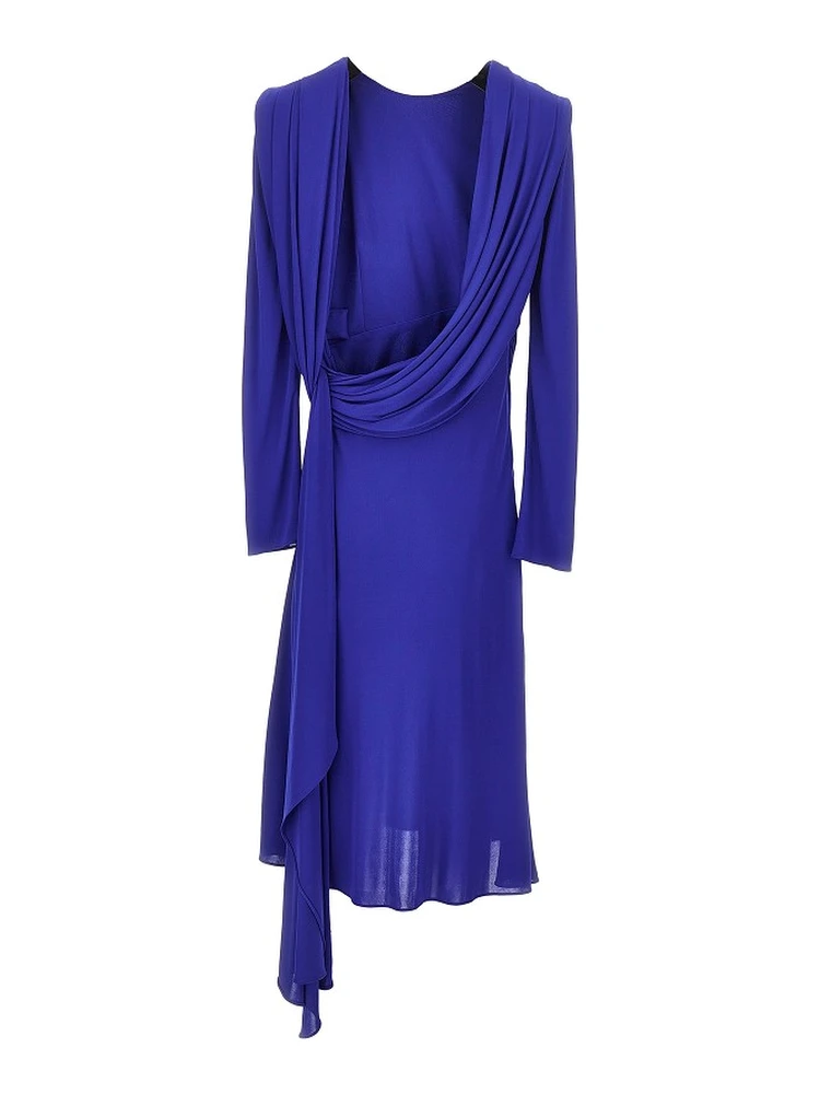 Viscose jersey draped midi dress