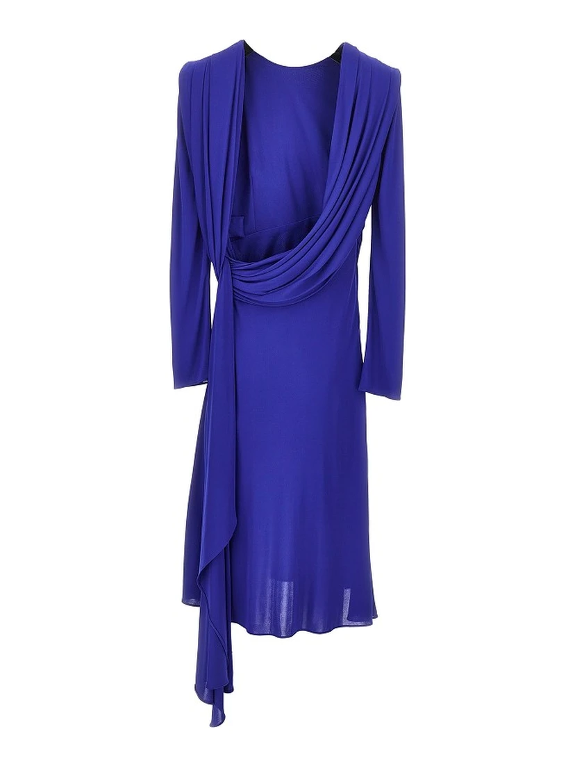 Viscose jersey draped midi dress