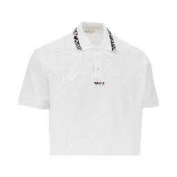Cotton polo shirt with Greca motif