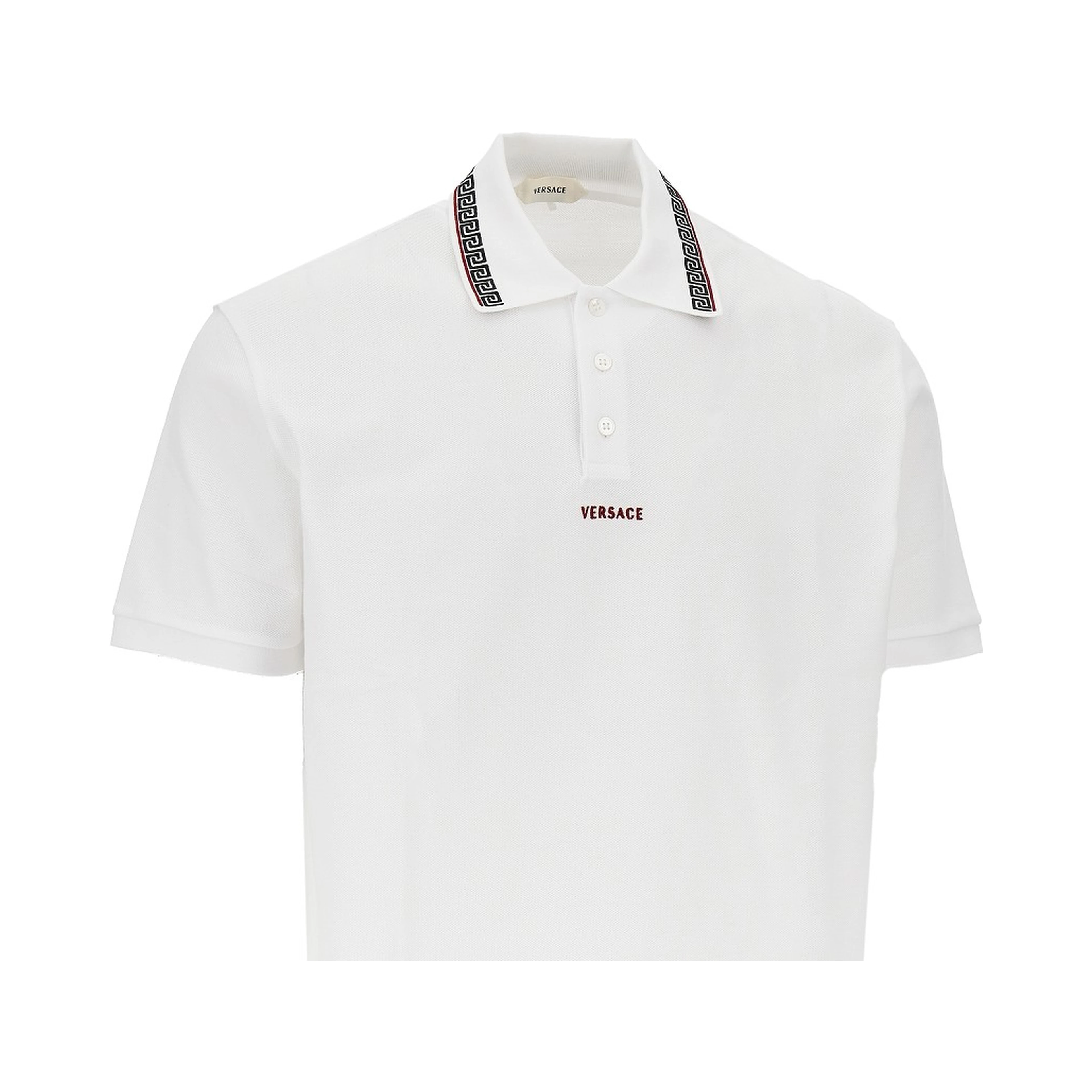 Cotton polo shirt with Greca motif