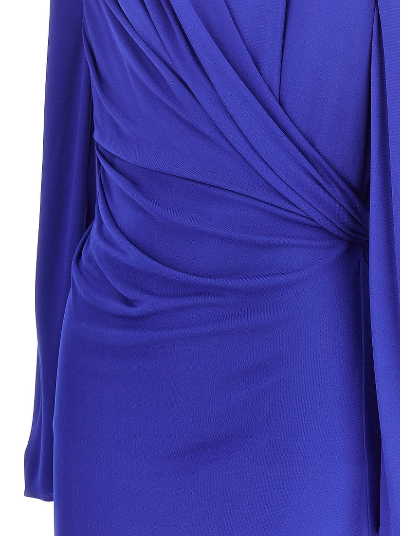 Viscose jersey draped midi dress