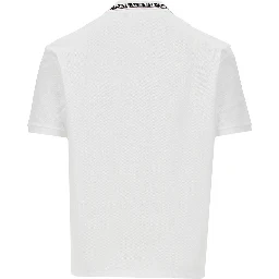 Cotton polo shirt with Greca motif