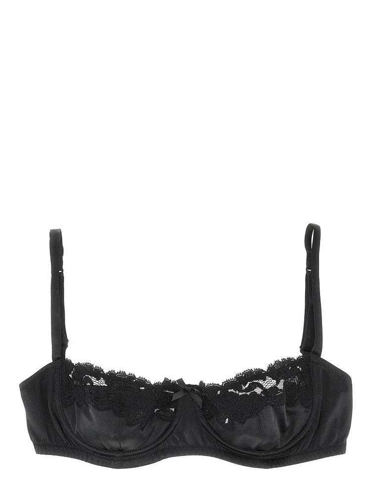 Satin and lace balconette bra
