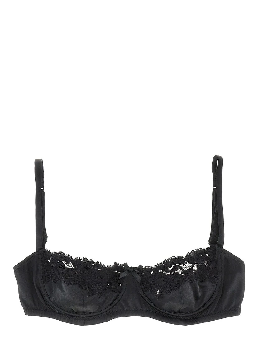Satin and lace balconette bra