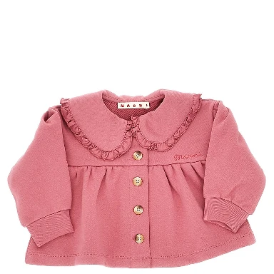 French terry jacket with ruffled collar
