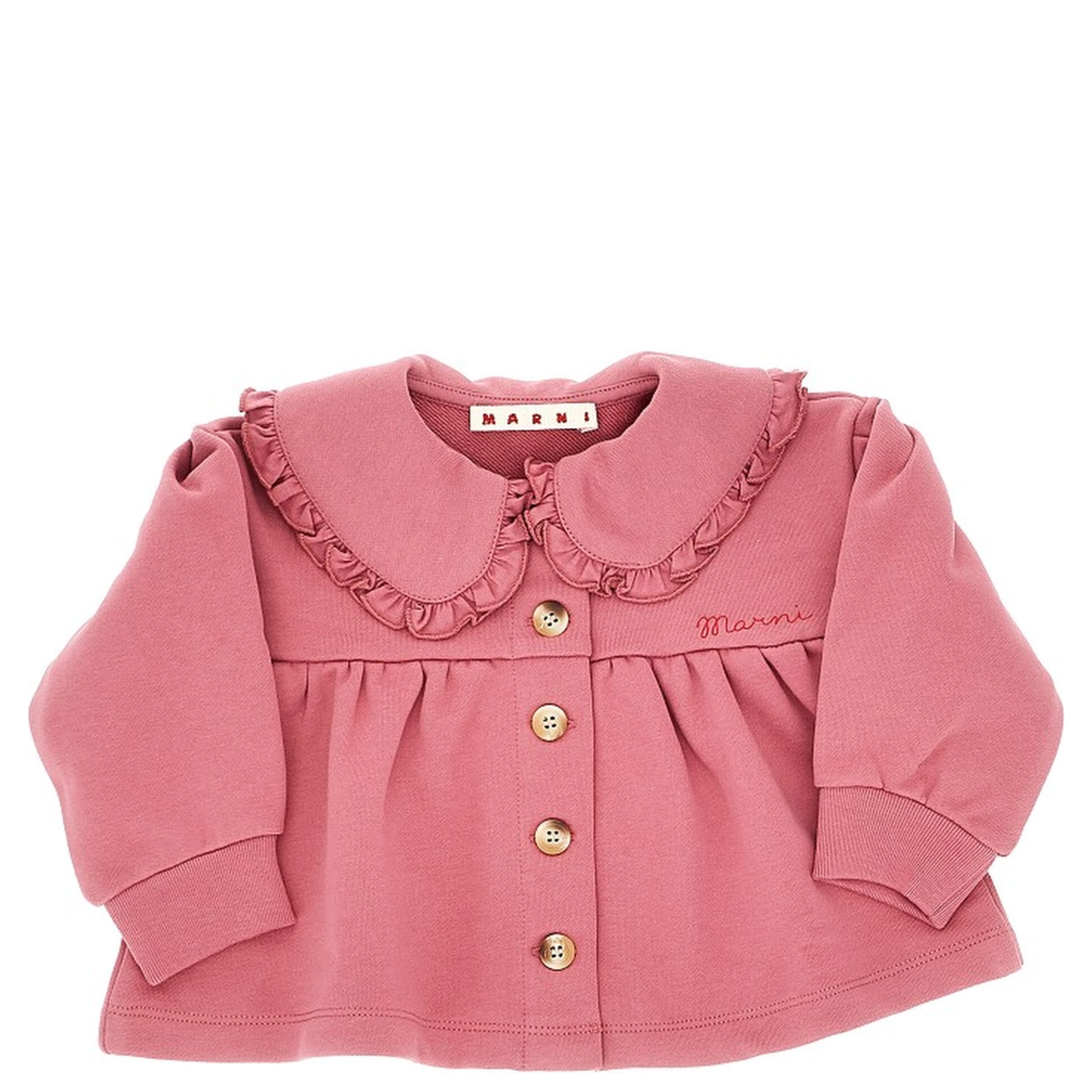 French terry jacket with ruffled collar