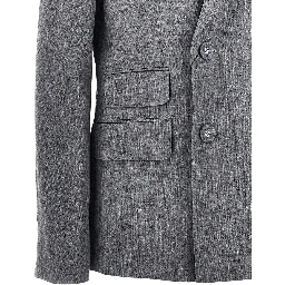 Double-breasted wool blazer with belt