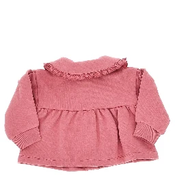 French terry jacket with ruffled collar