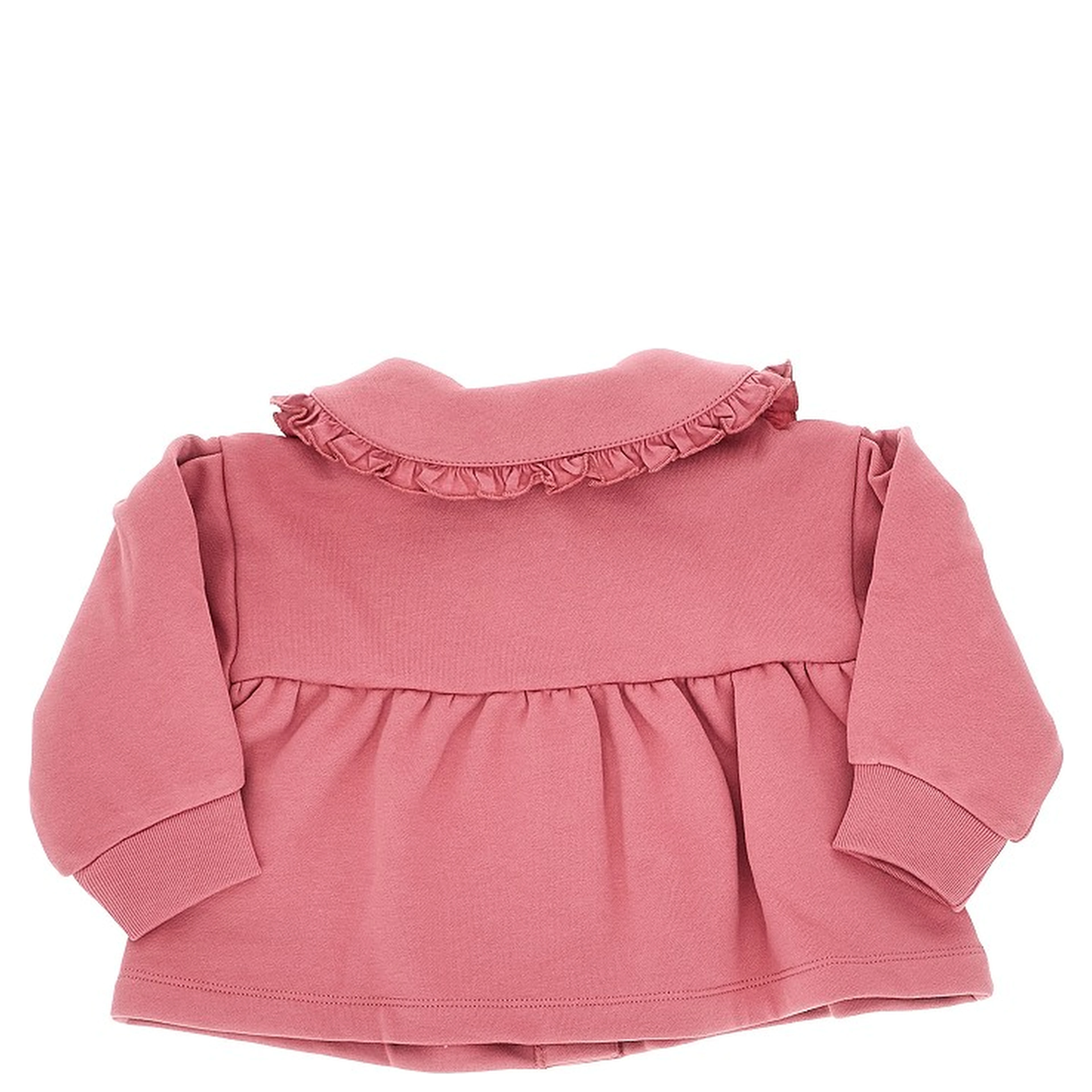 French terry jacket with ruffled collar