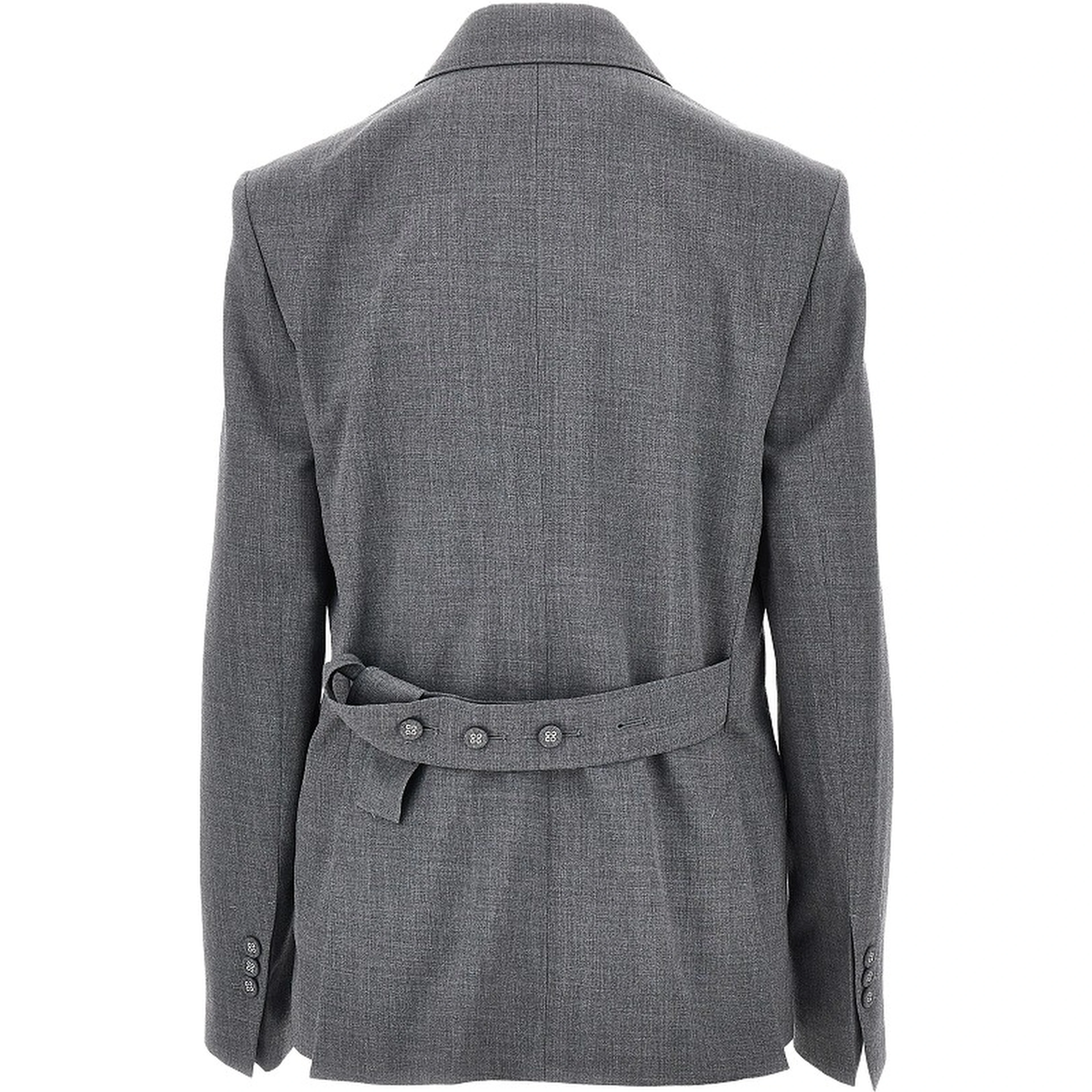 Double-breasted wool blazer with belt