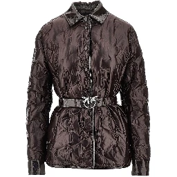 Padded nylon jacket with belt
