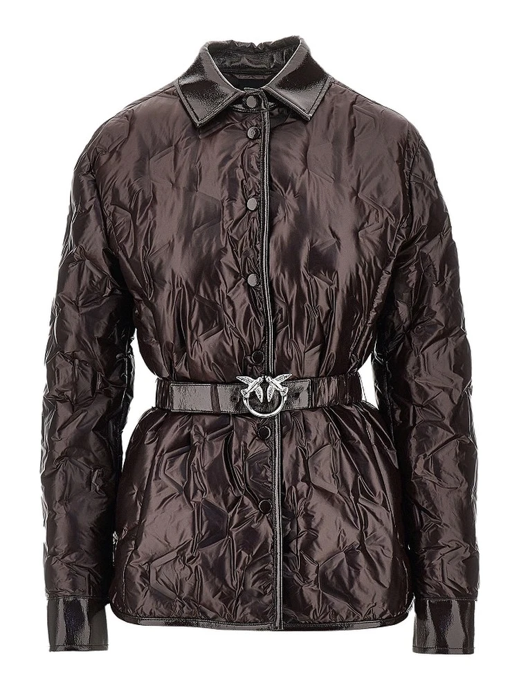 Padded nylon jacket with belt