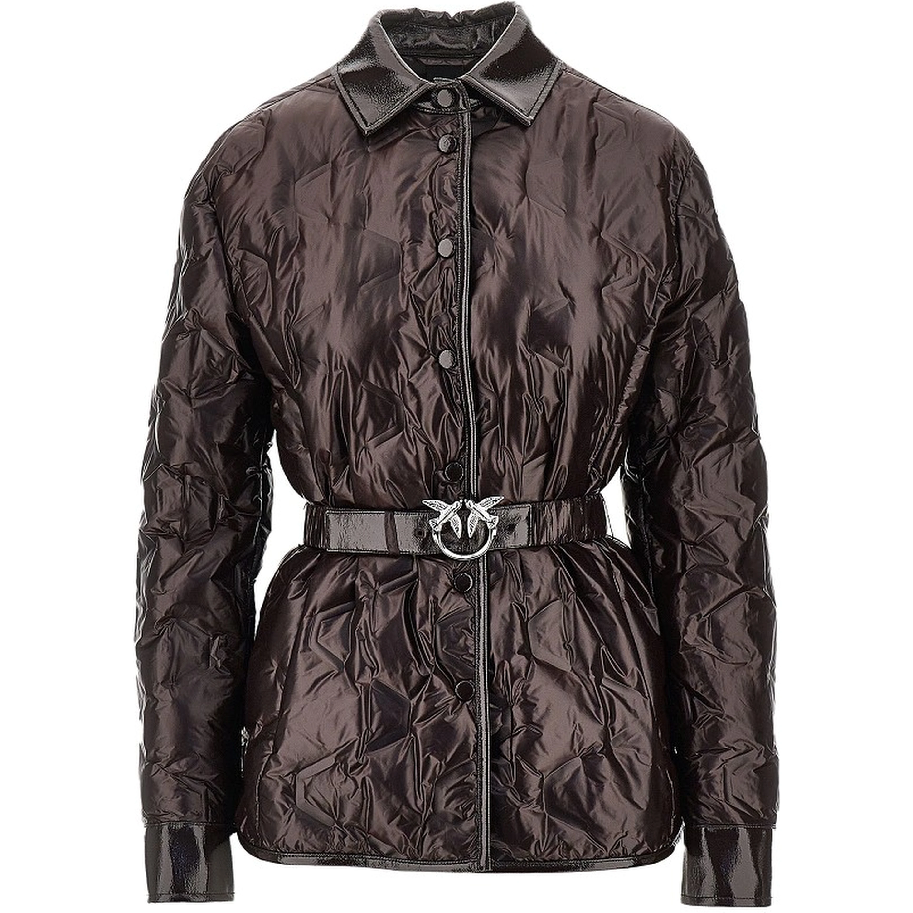 Padded nylon jacket with belt