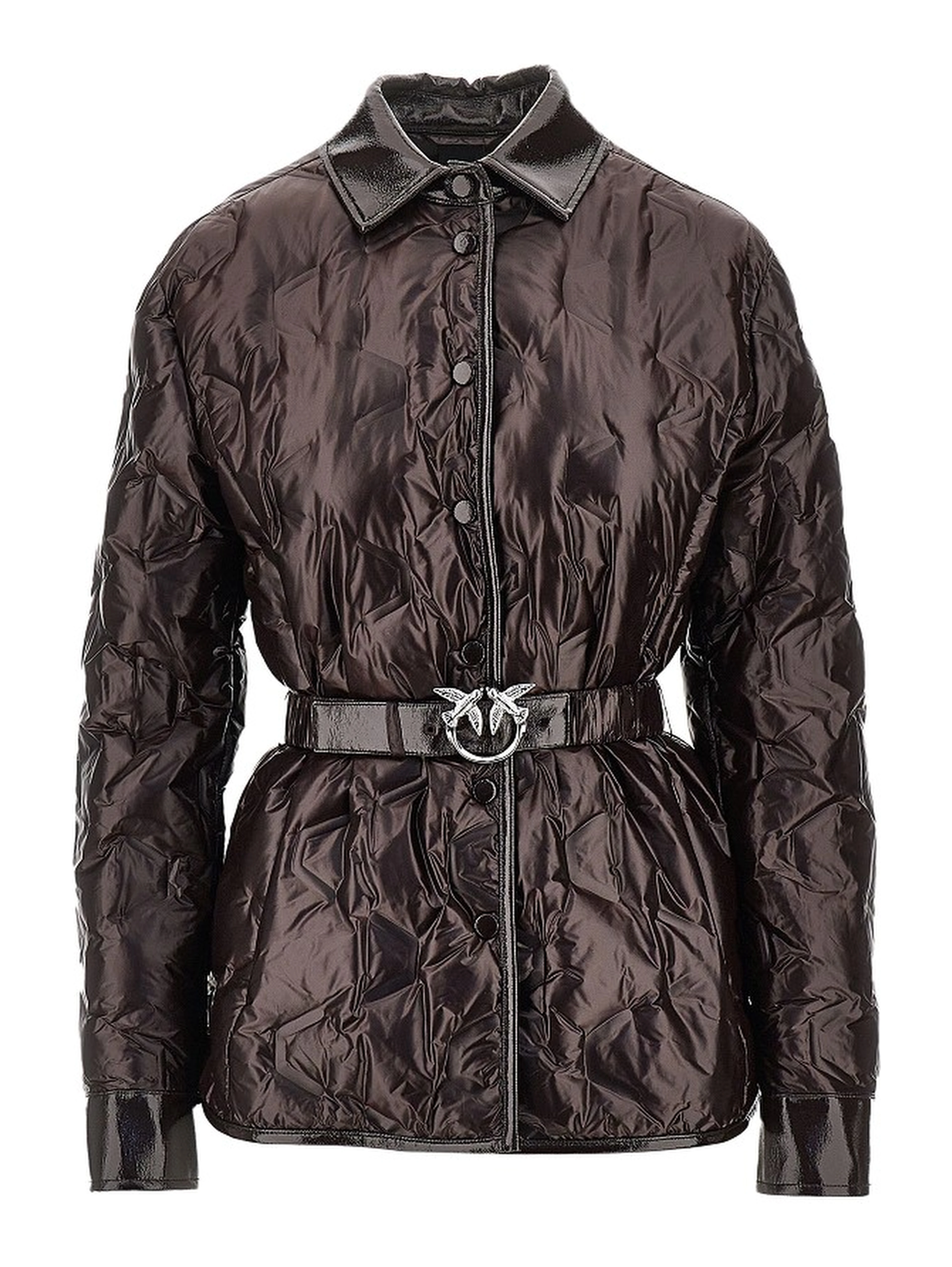 Padded nylon jacket with belt