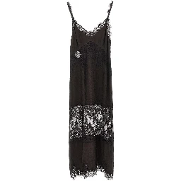 Jacquard fabric and lace slipdress