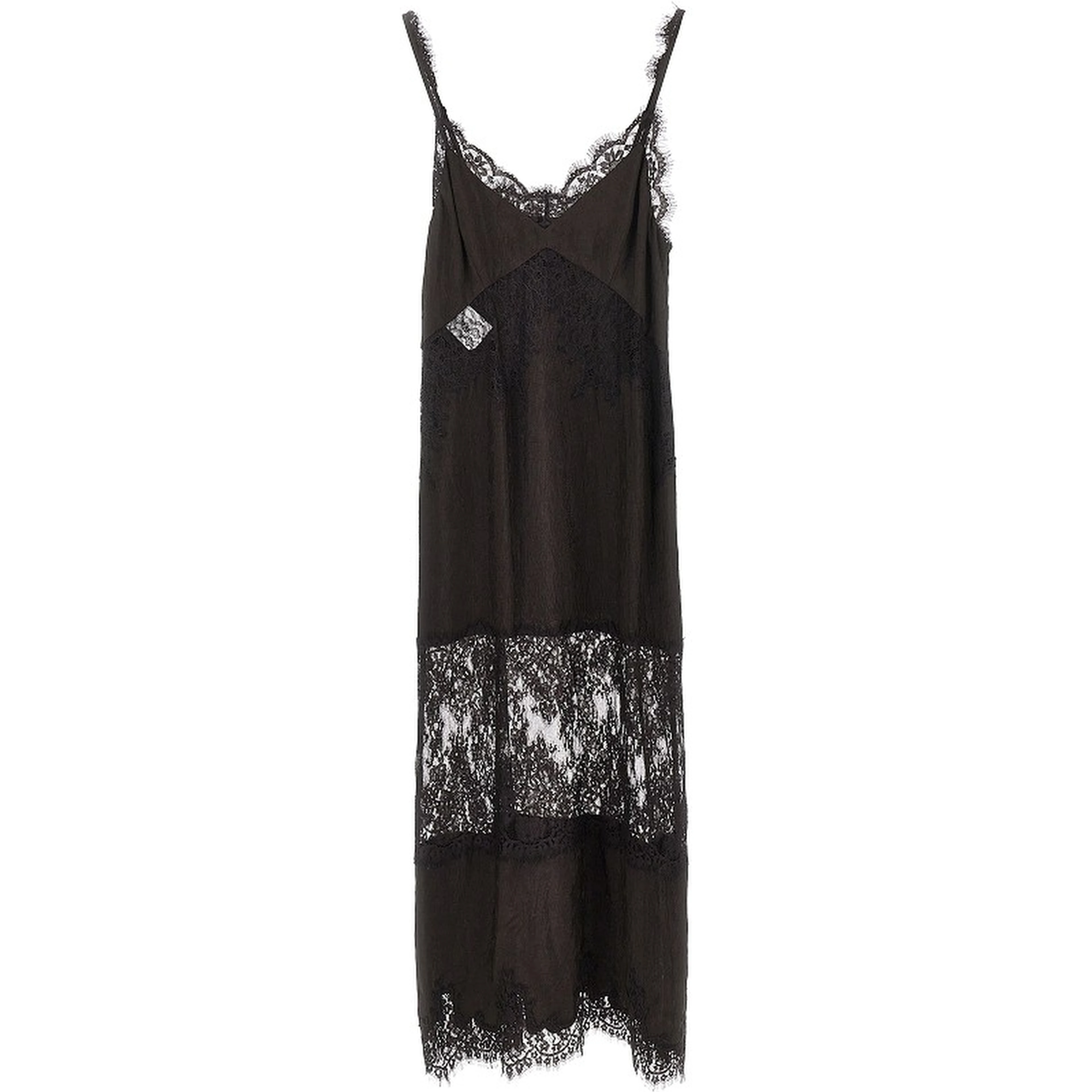 Jacquard fabric and lace slipdress